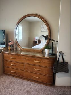 Vintage Solid Oak Queen Bedroom Set