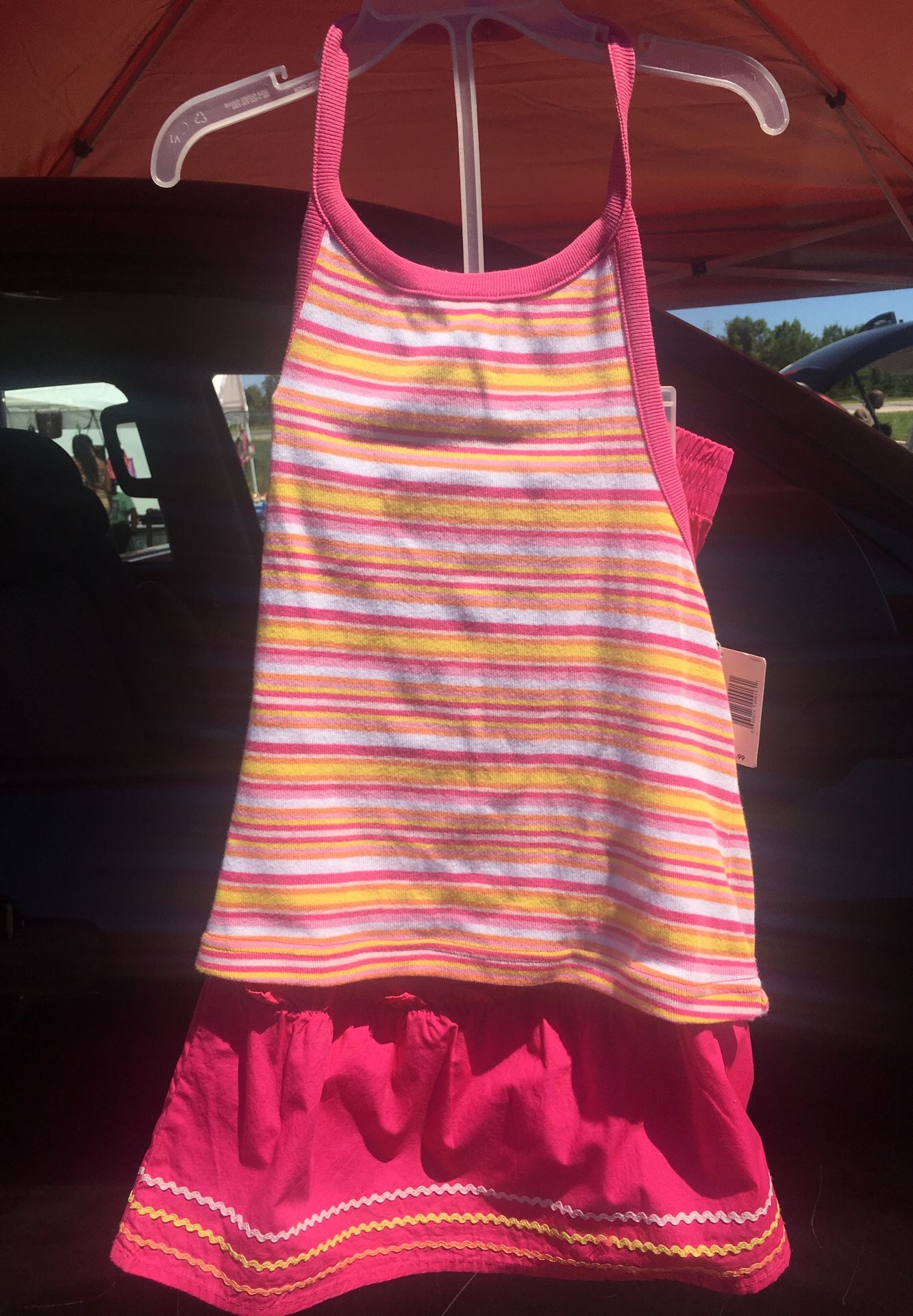 Girls Pink Striped Halter Top and Skirt Set