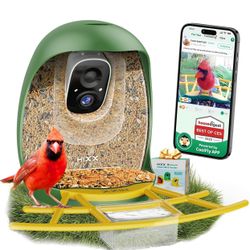 Smart Bird Feeder with Camera, Lifetime Free AI Bird Species Recognition, Solar-Powered Video Birds Feeder for Outdoors with HD Camera, Mounts Anywher