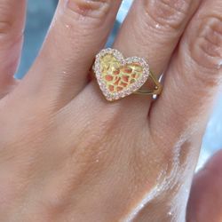 14k Gold Heart Nugget Ring