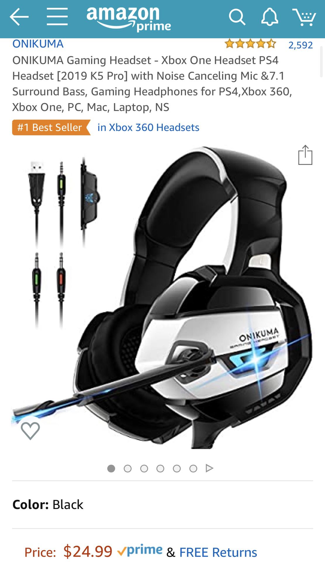 Gaming Headset-Xbox One Headset/PS4 Headset [2019 K5 Pro] w/Noise Canceling Mic&7.1 Surround Bass, Over Ear Gaming Headphones forXbox 360/Xbox One/PS