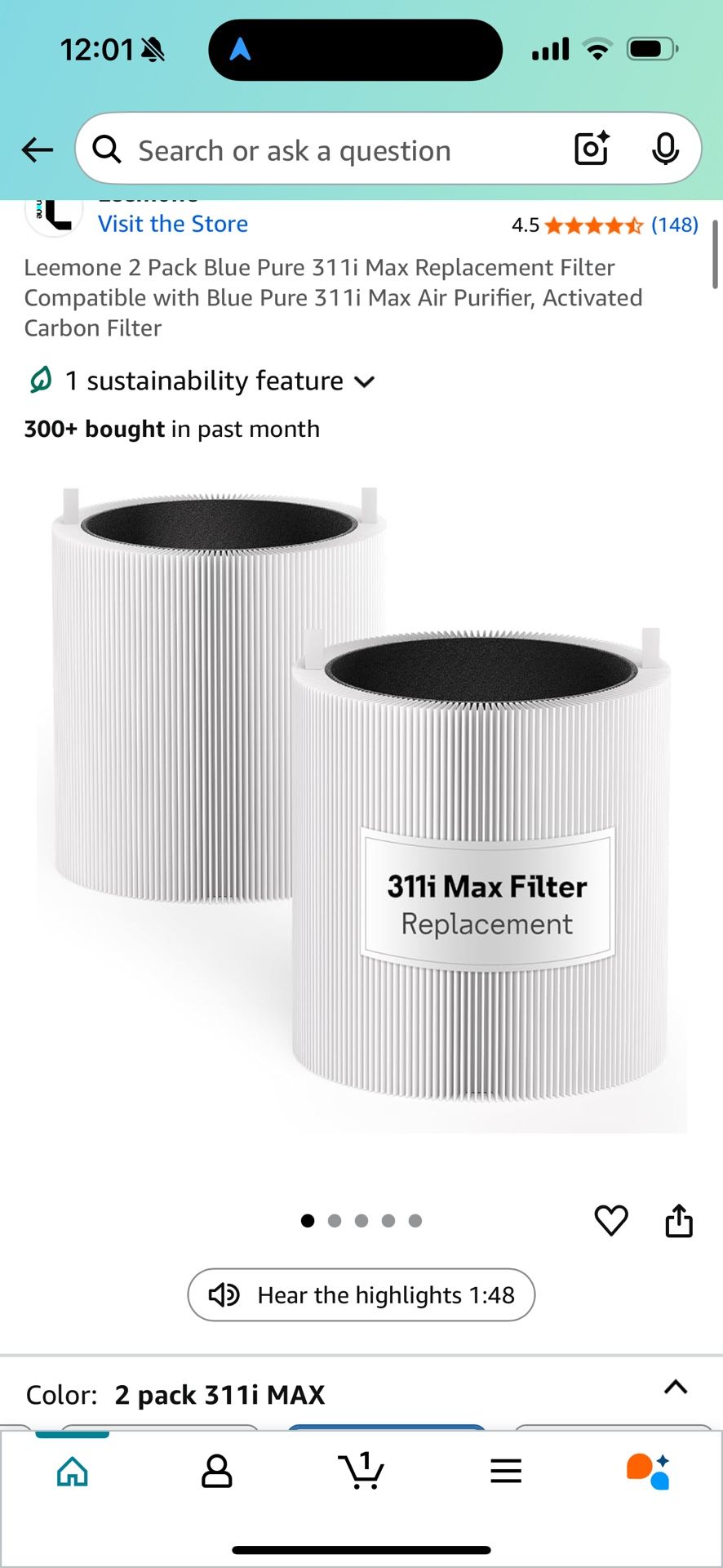 3 Blueair 311 Max Filters - In The Box