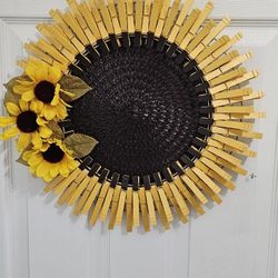 Sunflower Clothespin Wreath