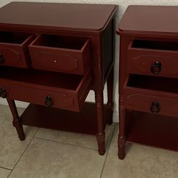 Two Matching Nightstands, Cherry Color