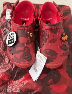 Bape Crocs red camo