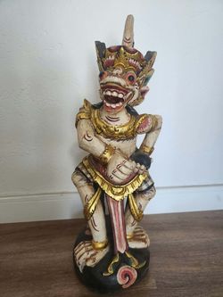 Hand carved Hanuman or a Barong/temple guardian knife / keris holder statue