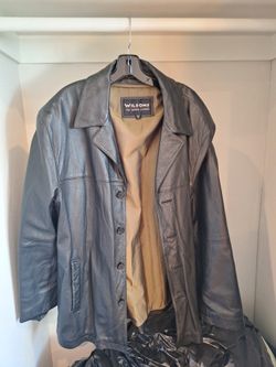 Men's Leather Jacket, Black, Size XL, Like New