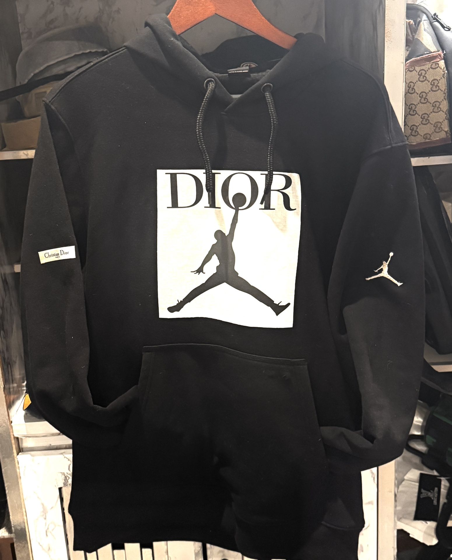 Brand New Super High Quality 16 Ounce Heavyweight Hoodie With Doir X Jordan Collaboration And Arm Logos Size L/xL