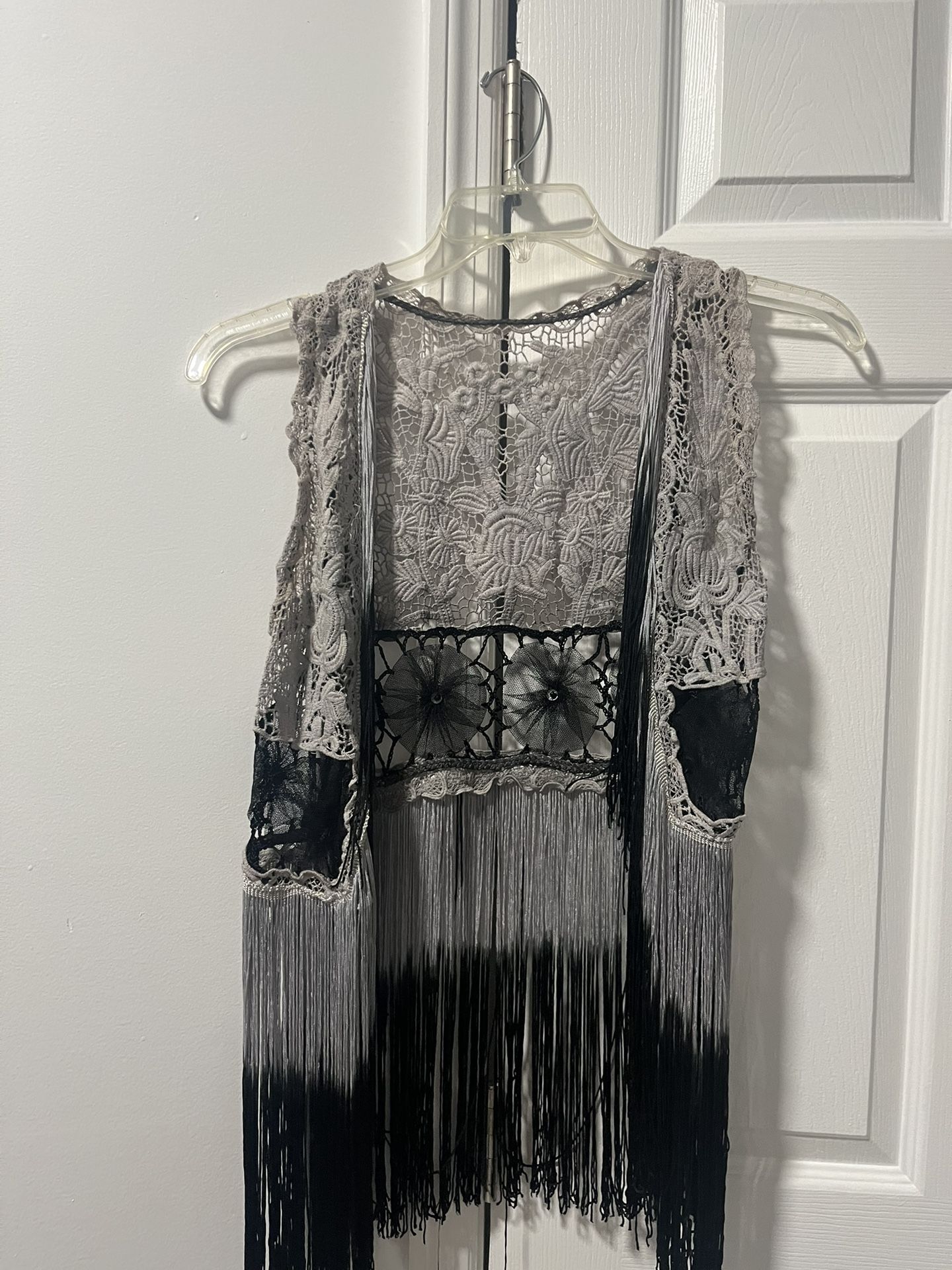 Gorgeous fringe festival vest cover up