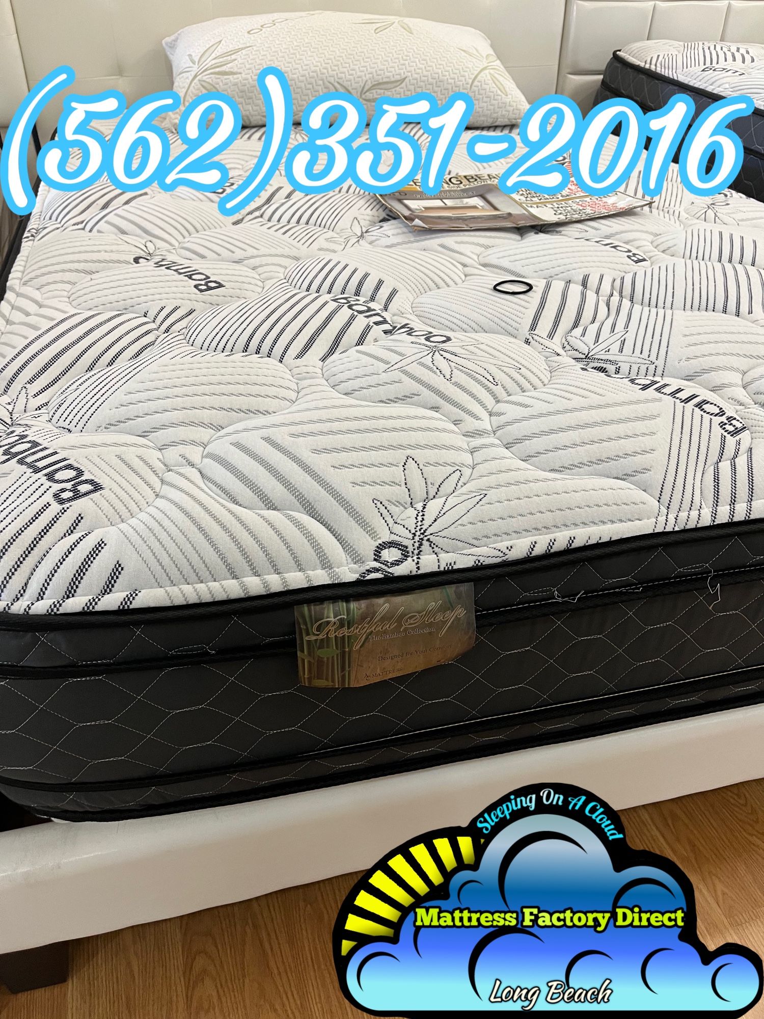 Bamboo Queen Pillowtop Set Cama Nueva Bonita New