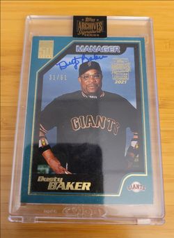 #/61 on card Auto Dusty Baker 2021 Topps Archives Signature 50 Years 2000 Giants