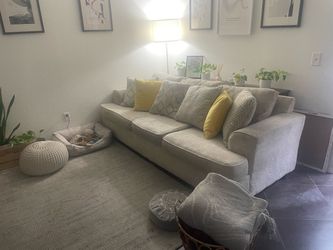 Large Light Beige Fabric Sofa