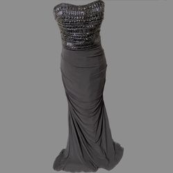 Gorgeous Sherri Hill Navy Blue/Silver Formal Gown