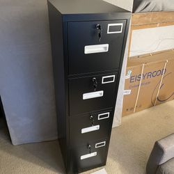 NEW Filing Cabinet Black 4-Drawer Metal Vertical File Cabinet with Locks