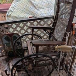 Antique Wicker Back Medical Wheelchair