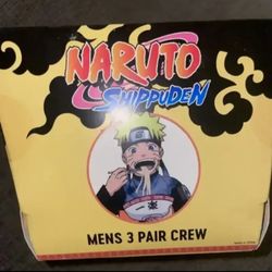 Naruto Shippuden 3 Pair Men's Crew Socks Fits Sock Size 10-13, Shoe Size 8-12.... CHECK OUT MY PAGE FOR MORE ITEMS