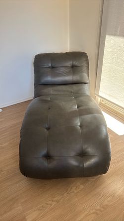 Gray Leather Tufted Chaise Lounge