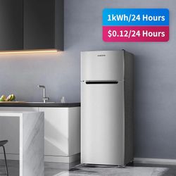 BANGSON - 7.7 Cu.Ft Apartment Fridge with Top Freezer, Large Capacity, Energy Saving, Low Noise, Sliver - Silver