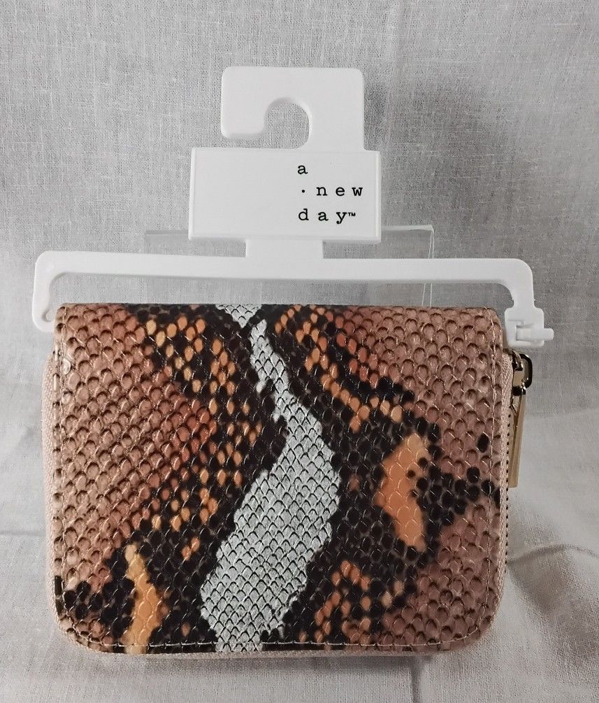 Women's Snake Print Zip Around Small Wallet A New Day