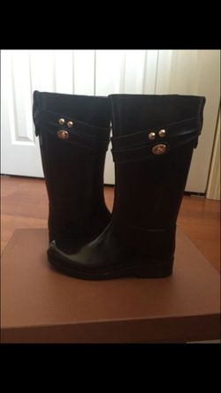 New in Box Coach Black Rain Boots Tara Size 7