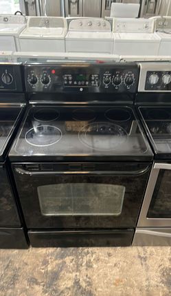 GE Electric Stove Black Glass Top
