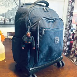 KIPLING  New Zea Large Rolling 26L Backpack with Kipling Monkey keychain