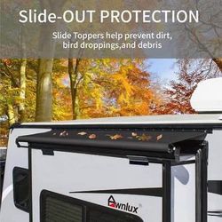 SALE! New Awnlux RV Slide Topper Awning - Slide Out Kit Cover Assembly, Black, 8'6" (8'1" Fabric)
