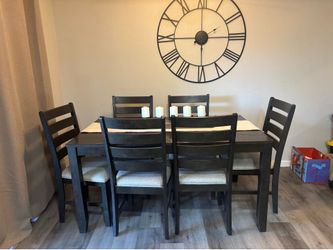 6-Piece Solid Wood Dining Table Set – Seats 6