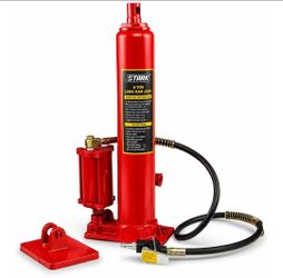 8 Ton Hydraulic Long Ram Jack Replacement Engine Hoist Cylinder with Clevis Base, Heavy-Duty Welded Steel, Manual Pump Operation (8 Ton (Air Pump))