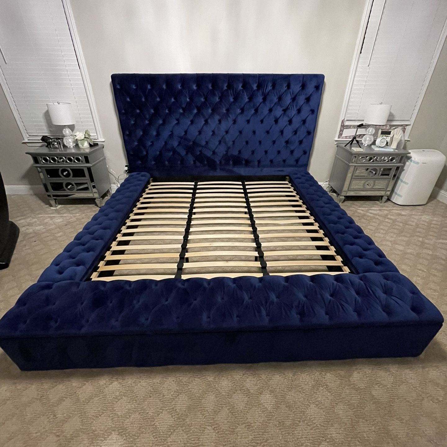 Blue upholstered bed(Eastern King Size)