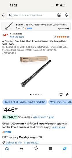 A-Premium Rear Driveshaft Assembly for Toyota Tundra