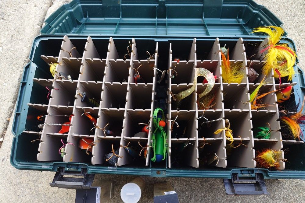 Tackle Box With Multiple Fishing Lures.