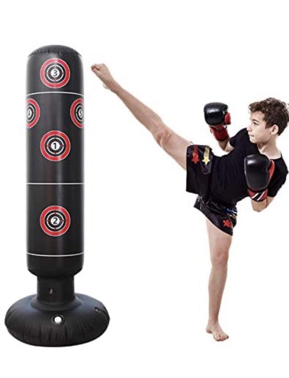 Inflatable Punching Bag Freestanding Boxing Practice Kickboxing