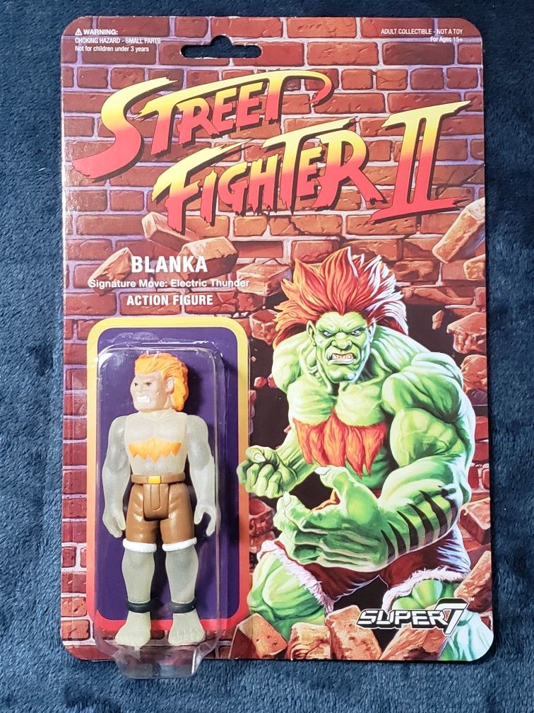 Super7 Reaction Street Fighter II Blanka Electric Thunder Glow in the Dark, DAMAGED BOX