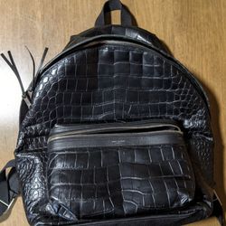 Saint Laurent Crocodile Embossed Leather Backpack