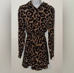 Leopard Print Long Sleeve collar button down shirt Teens