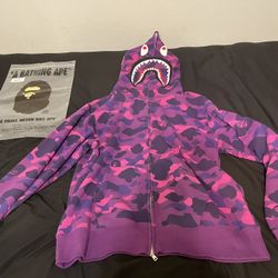 A Bathing Ape XL Purple Camo Zip Up Hoodie