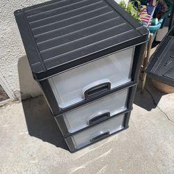 (3) Drawer Shelf Black And White Plastic 