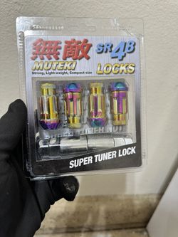 Muteki 32902N Neon Chrome 12mm x 1.5mm SR48 Open End Locking Lug Nut Set