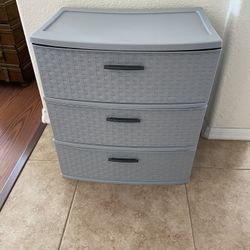 3 Drawer Wide Plastic Weave Tower