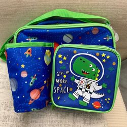 Boys Insulated Lunch Bag with Water Bottle Holder