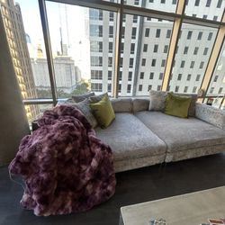 Grey Crushed Velvet Couch