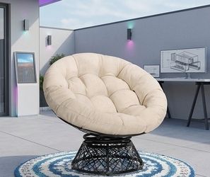 Papasan Outdoor & Indoor Chair - Black Frame and Sand (Light Brown) Cushion