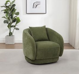Arnaud Green Chenille Upholstered Swivel Accent Chair