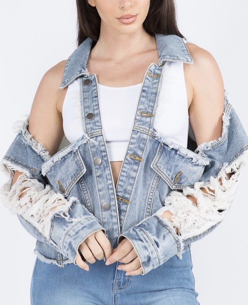Cut Out Denim Jacket