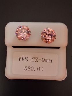 Pink CZ Stud Earrings 9mm VVS
