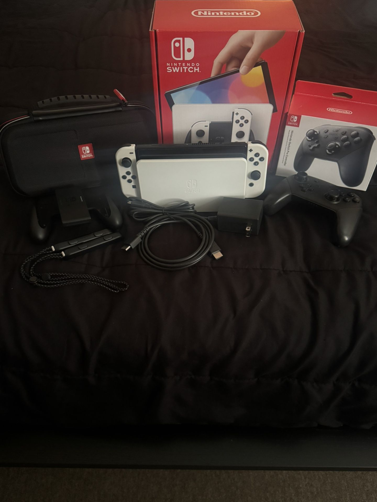 Nintendo Switch OLED w/ Pro Controller & Travel Case