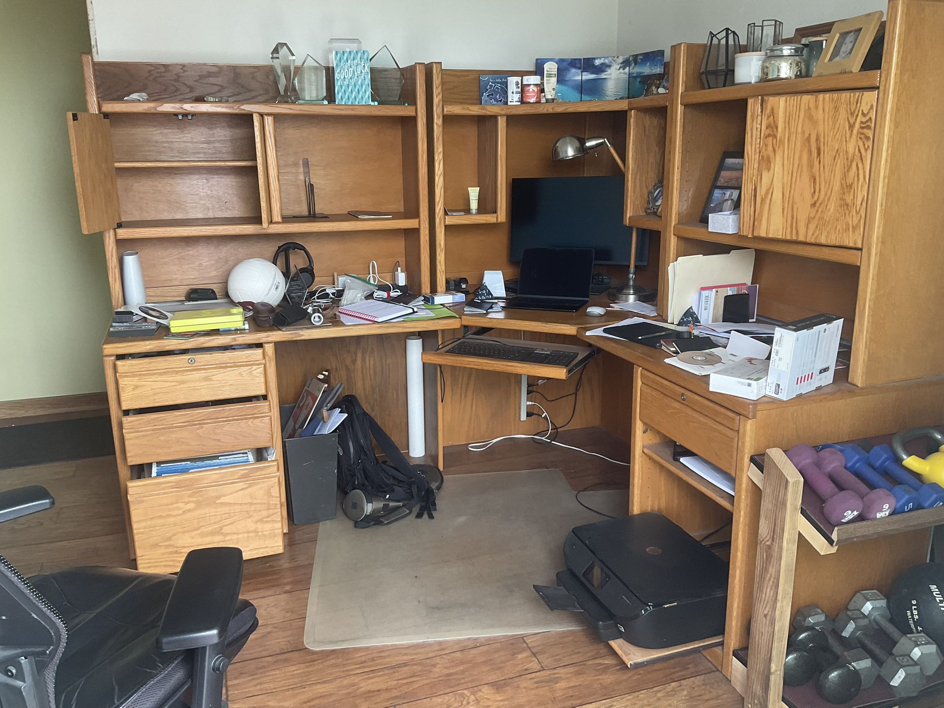 Free Oak Cabinet Desk System