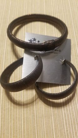 New Matching bronze bracelet with hoop earrings