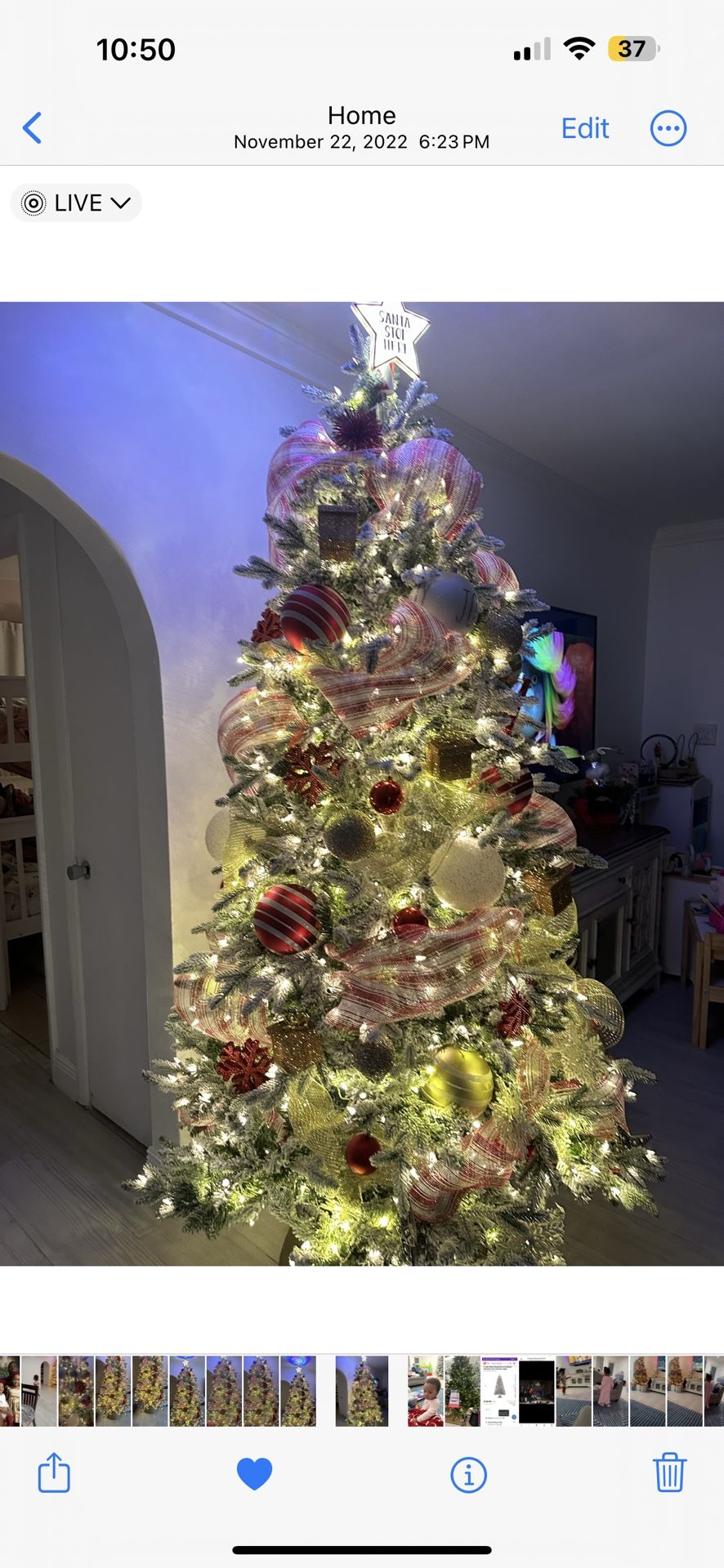 7.5 Foot Pre Lite Flocked Christmas Tree